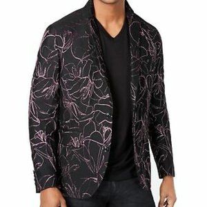 Inc Mens Party Blazer Black Pink Siz M Slim Fit Metallic